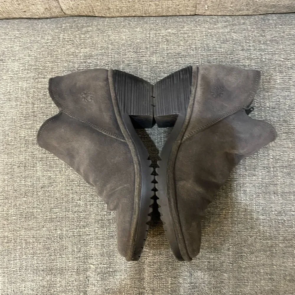 Fly London Wezo Ankle Heels Gray Leather Boots Women’s Size 39